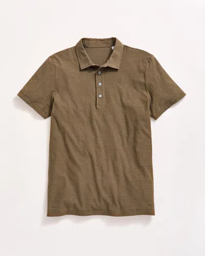 Billy Reid Stripe Pensacola Polo In Olive Black