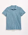 Billy Reid Stripe Pensacola Polo In Steel Blue,carbon Blue