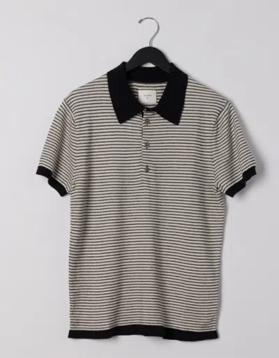 Billy Reid Stripe Sweater Polo In Tinted White/black