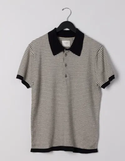 Billy Reid Stripe Sweater Polo In Tinted White/pebble