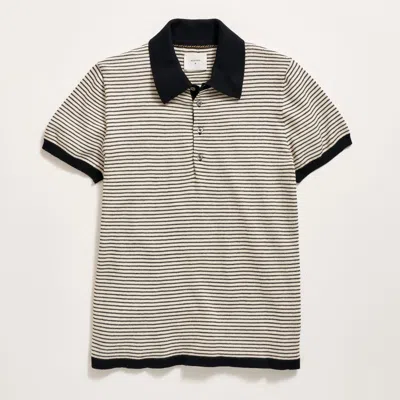 Billy Reid Stripe Sweater Polo In Black