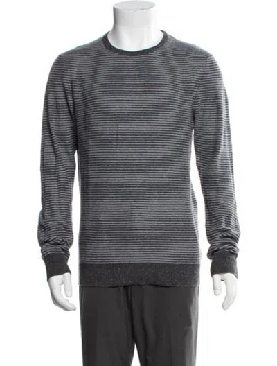 Pre-owned Billy Reid Striped Crew Neck Pullover In Grey