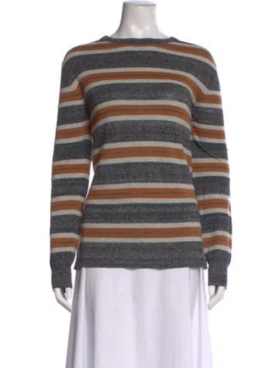 Pre-owned Billy Reid Striped Crew Neck Sweater In Gray