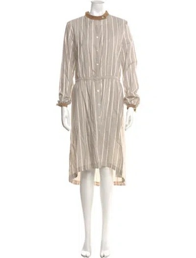 Pre-owned Billy Reid Striped Midi Length Dress In Neutral