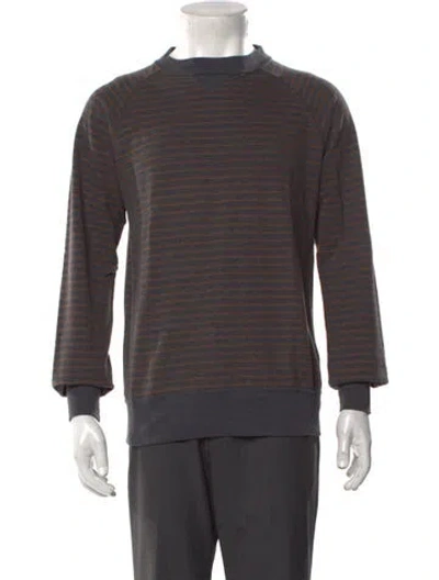 Pre-owned Billy Reid Striped Mock Neck Pullover In Gray