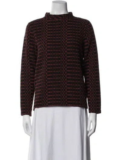 Pre-owned Billy Reid Striped Mock Neck Sweater In Black/burgundy