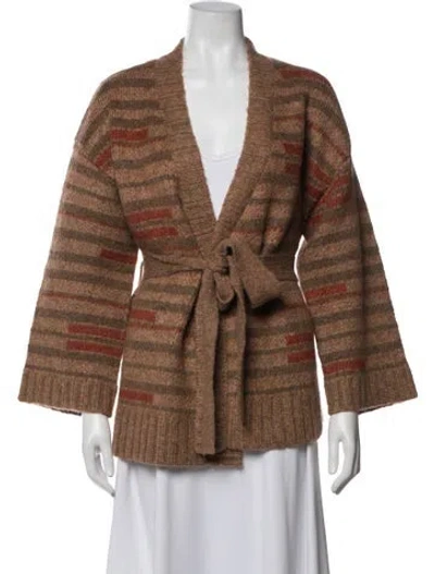 Pre-owned Billy Reid Striped Open Front Sweater In Brown