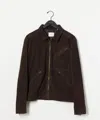 Billy Reid Suede Blake Jacket In Chocolate