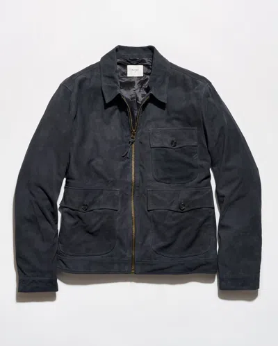 Billy Reid Suede Dutton Jacket In Washed Navy