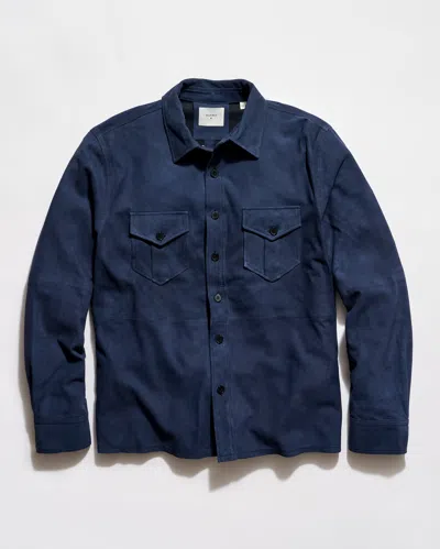 Billy Reid Suede Scout Shirt In Blue
