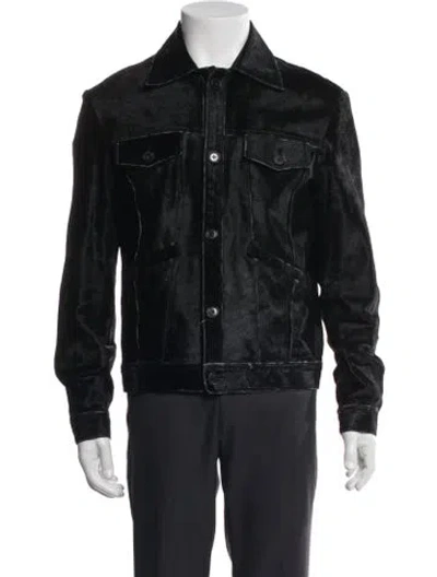 Pre-owned Billy Reid Suede Trucker Jacket In Black