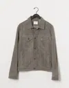 Billy Reid Suede Tupelo Trucker Jacket In Dark Metal