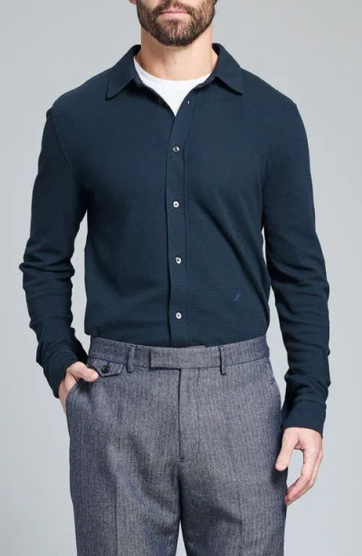 Billy Reid Textured Cotton Button-up Shirt In Blue