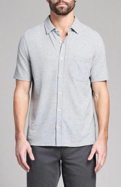 Billy Reid Textured Treme Knit Short Sleeve Button-up Shirt In Gray