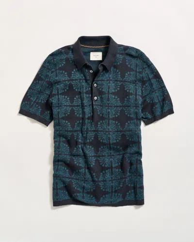 Billy Reid Tile Jacquard Sweater Polo In Blue