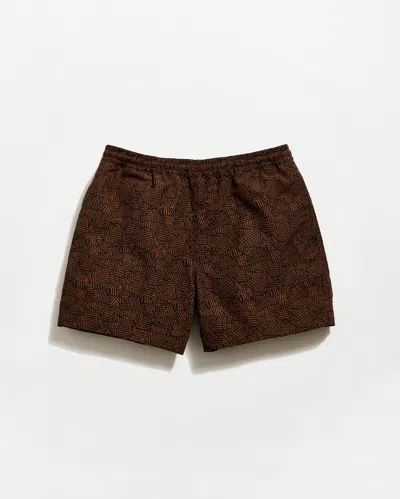 Billy Reid Tossed Ribbon Swim Trunk In Brown