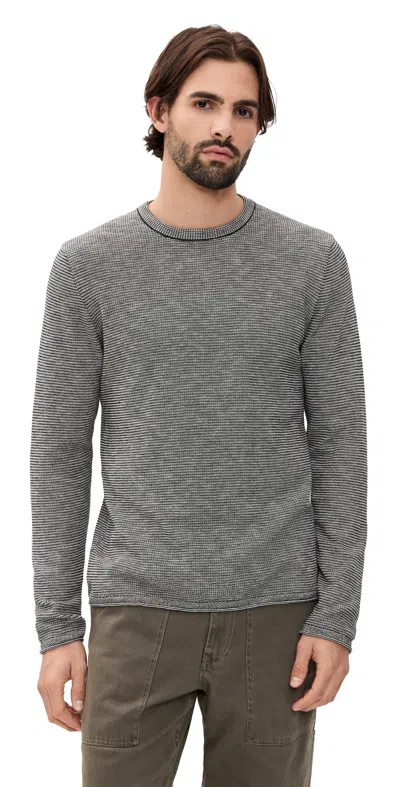 Billy Reid Tuck Stripe Crew Black In Gray