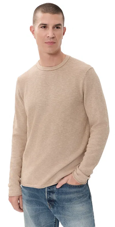 Billy Reid Tuck Stripe Crew Sweater British Khaki In Neutral
