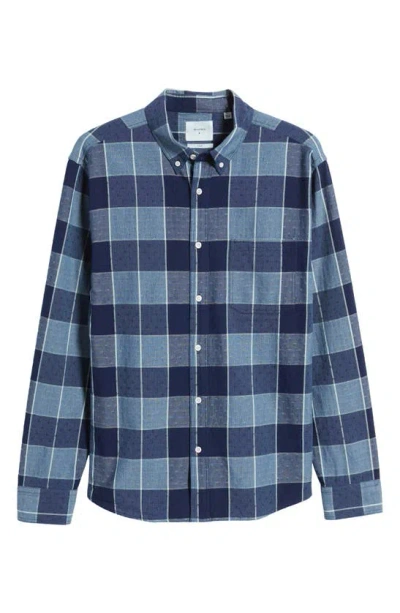 Billy Reid Tuscumbia Check Dobby Button-down Shirt In Indigo