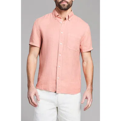 Billy Reid Tuscumbia Short Sleeve Linen Button-down Shirt In Pink