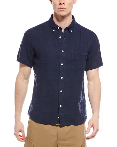 Billy Reid Tuscumbia Standard Fit Short Sleeve Linen Button-down Shirt In Blue
