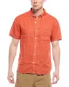 Billy Reid Short Sleeve Linen Tuscumbia Shirt Button Down In Red