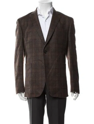 Pre-owned Billy Reid Tweed Pattern Blazer In Brown