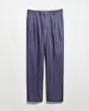 Billy Reid Twill Double Pleated Trouser In Blue
