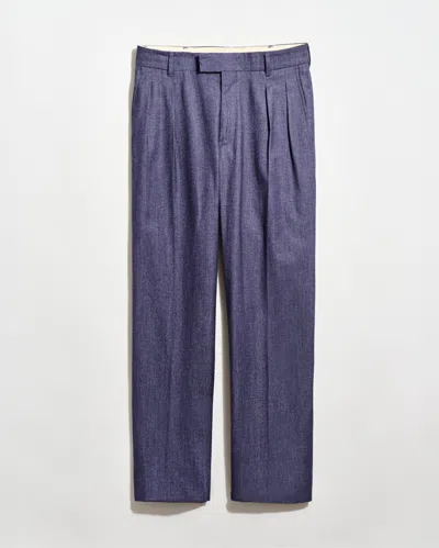 Billy Reid Twill Double Pleated Trouser In Blue