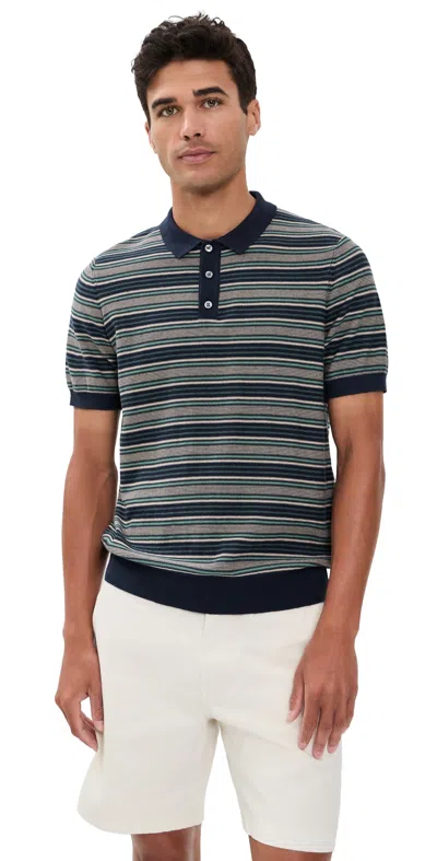 Billy Reid Vintage Stripe Sweater Polo In Multi