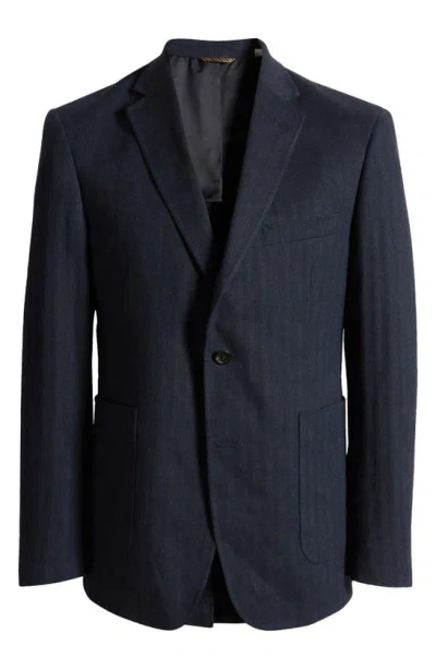 Billy Reid Virgin Wool Blend Sport Coat In Blue Herringbone