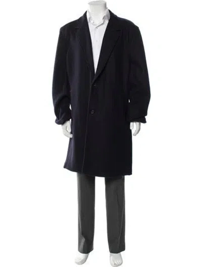 Pre-owned Billy Reid Virgin Wool Overcoat In Blue