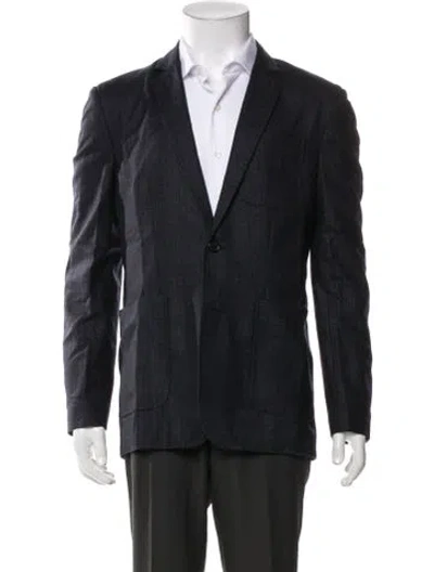 Pre-owned Billy Reid Virgin Wool Plaid Print Sport Coat In Blue