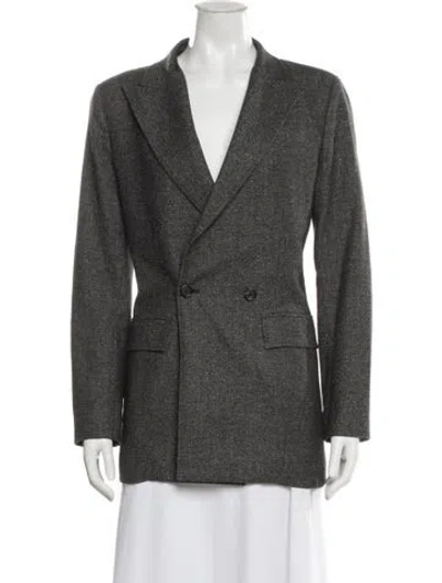 Pre-owned Billy Reid Virgin Wool Printed Blazer In Grey