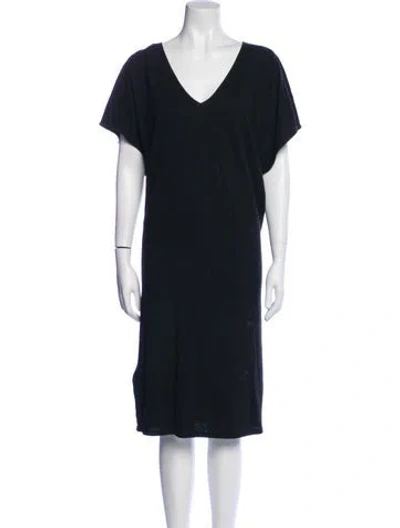 Pre-owned Billy Reid V-neck Knee-length Dress In Blue