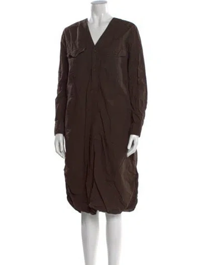 Pre-owned Billy Reid V-neck Knee-length Dress In Brown