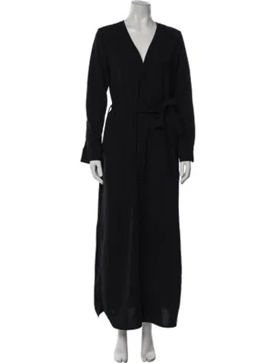 Pre-owned Billy Reid V-neck Long Dress In Black