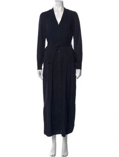Pre-owned Billy Reid V-neck Long Dress In Blue