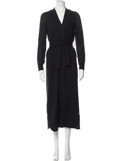 Pre-owned Billy Reid V-neck Long Dress In Gray