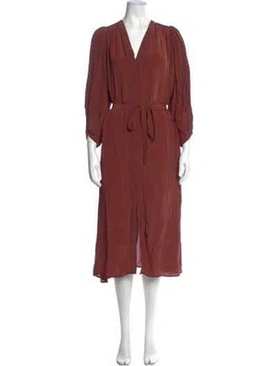 Pre-owned Billy Reid V-neck Midi Length Dress W/ Tags In Red