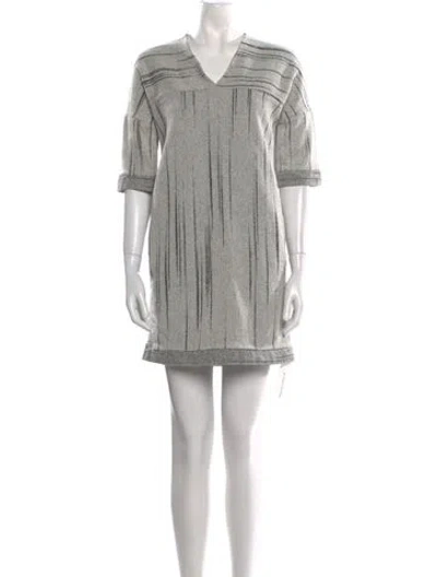 Pre-owned Billy Reid V-neck Mini Dress In Gray