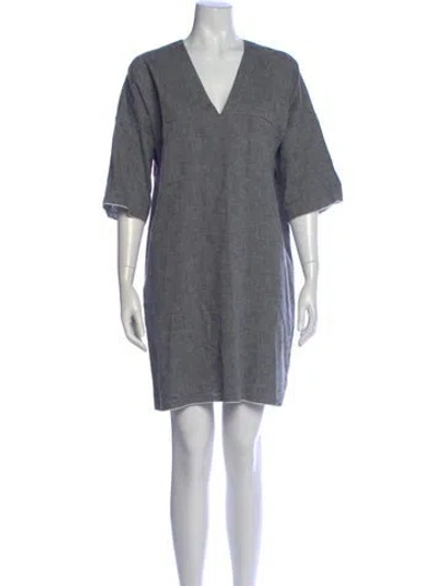 Pre-owned Billy Reid V-neck Mini Dress In Gray