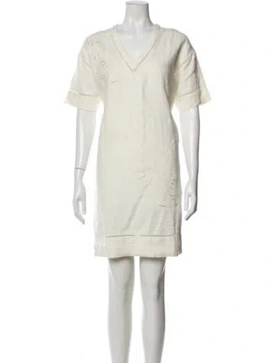 Pre-owned Billy Reid V-neck Mini Dress In Neutral