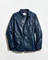 Billy Reid Washed Leather Blazer In Blue