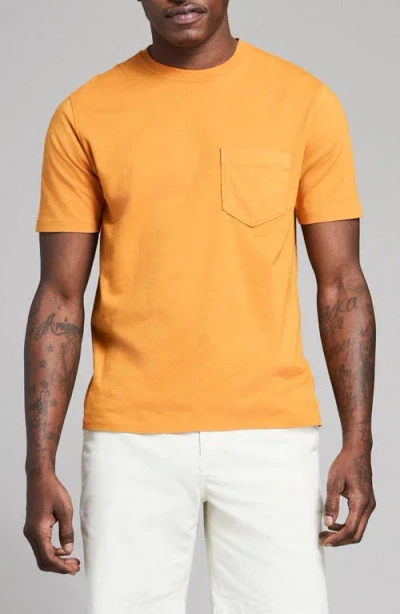 Billy Reid Washed Organic Cotton Pocket T-shirt In Orange