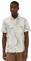 Billy Reid Watercolor Lily Short Sleeve Button-up Shirt In Highway Grey