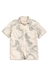 Billy Reid Watercolor Lily Short Sleeve Button-up Shirt In Highway Grey