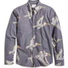 Billy Reid Wilson Pelican Swarm Print Cotton Oxford Cloth Button-up Shirt In Carbon Blue