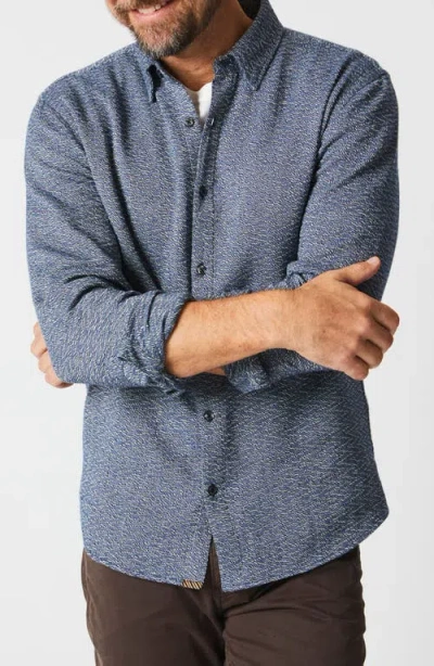 Billy Reid Wilson Zigzag Jacquard Button-up Shirt In Chambray Blue