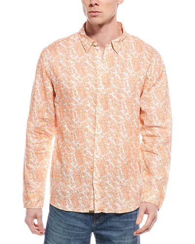 Billy Reid Winslow Linen Shirt In Orange